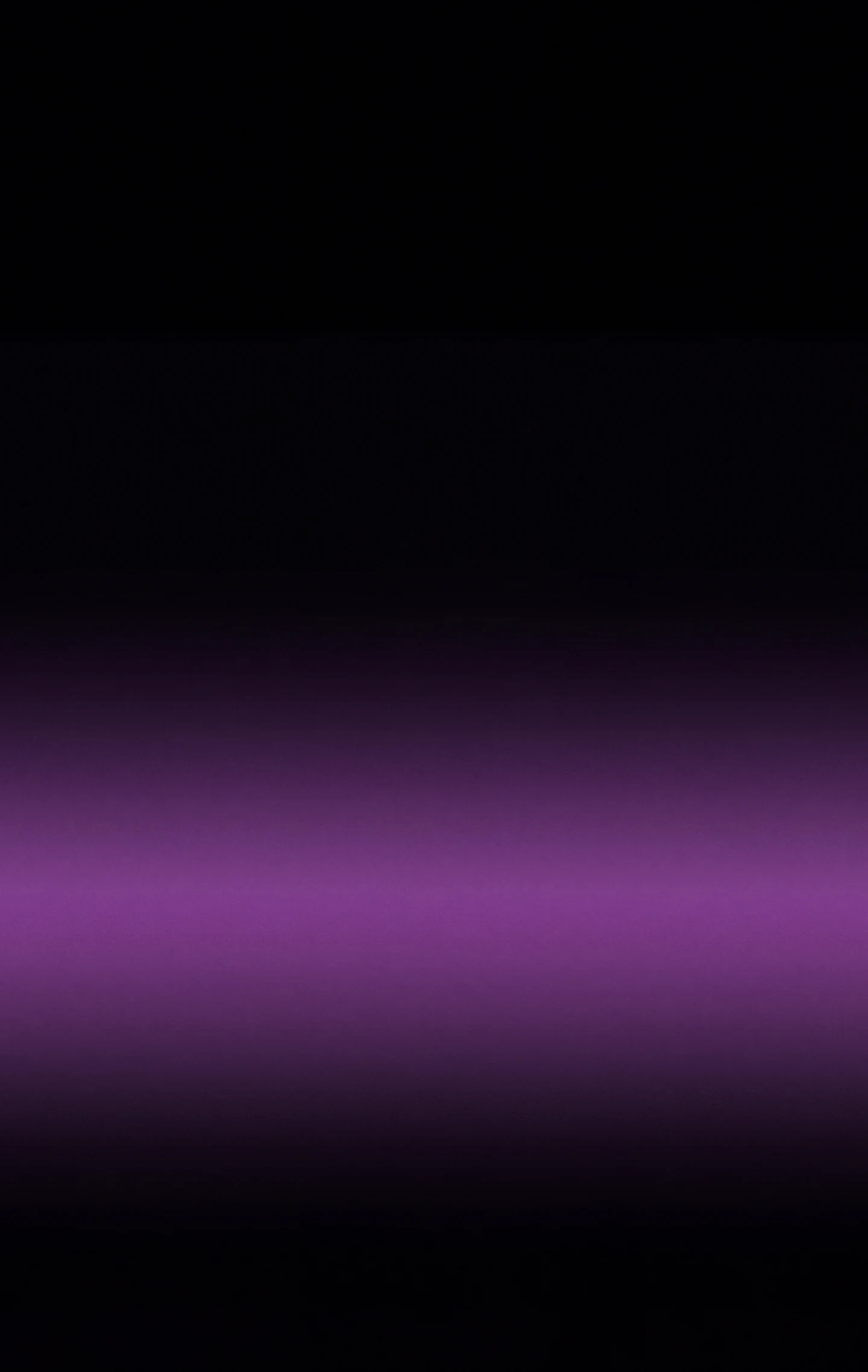AMOLED & Dark wallpaper fitted to the Galaxy Z Fold 8 cover screen — a soft horizontal band of violet-magenta light lying low in a near-black field