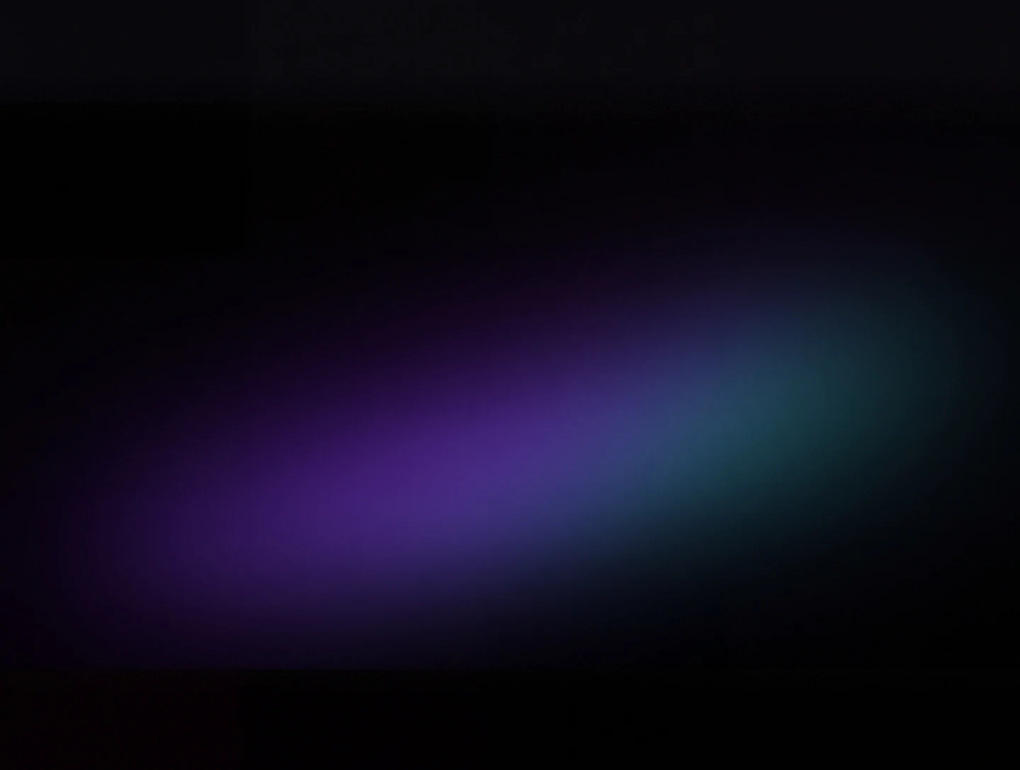 AMOLED & Dark wallpaper fitted to the Galaxy Z Fold 8 main display — near-black field with a soft violet-to-teal diagonal glow drifting above the fold line
