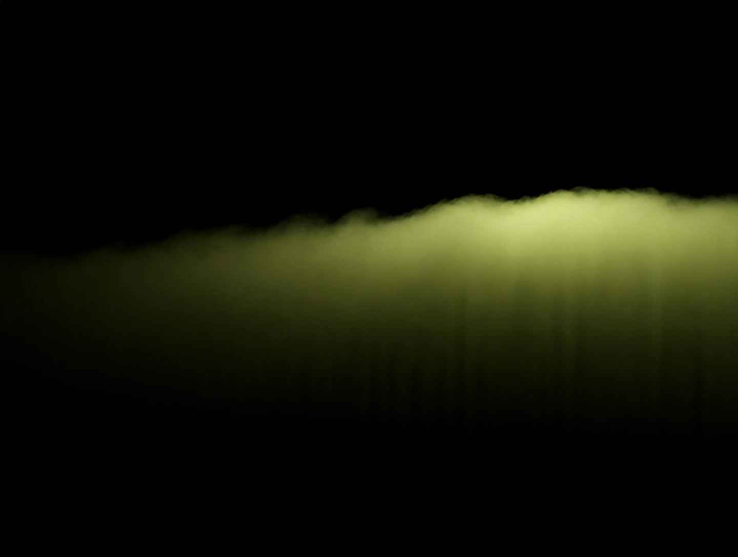 AMOLED & Dark wallpaper fitted to the Galaxy Z Fold 8 inner display — a low olive-green fog bank gathering across the bottom, brightest right of centre