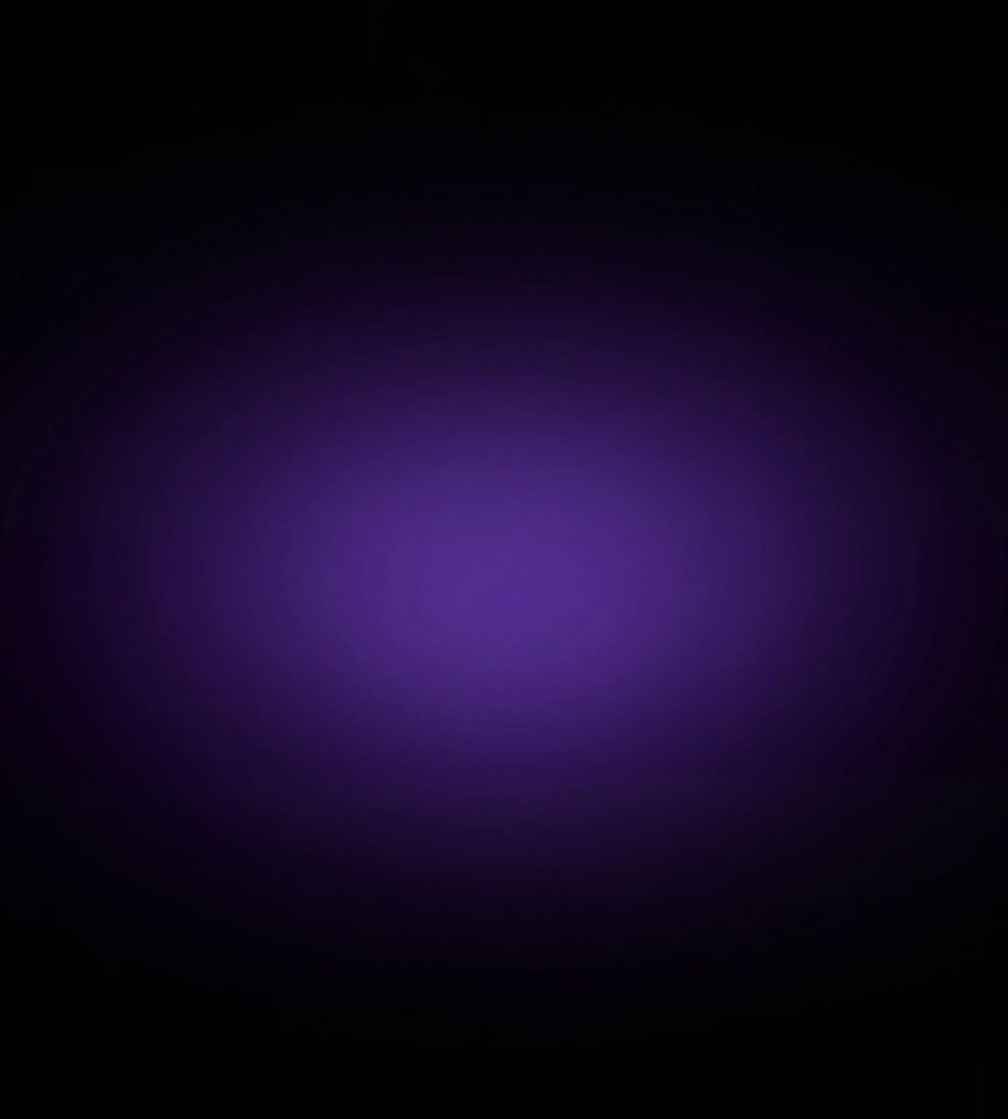 AMOLED & Dark wallpaper fitted to the Galaxy Z Fold 8 Ultra main display — a soft violet bloom centred in an empty field of near-black