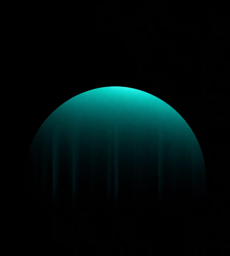 AMOLED & Dark wallpaper fitted to the Galaxy Z Fold 8 Ultra inner display — a lone teal-jade dome rising from the lower quarter, crest near the middle