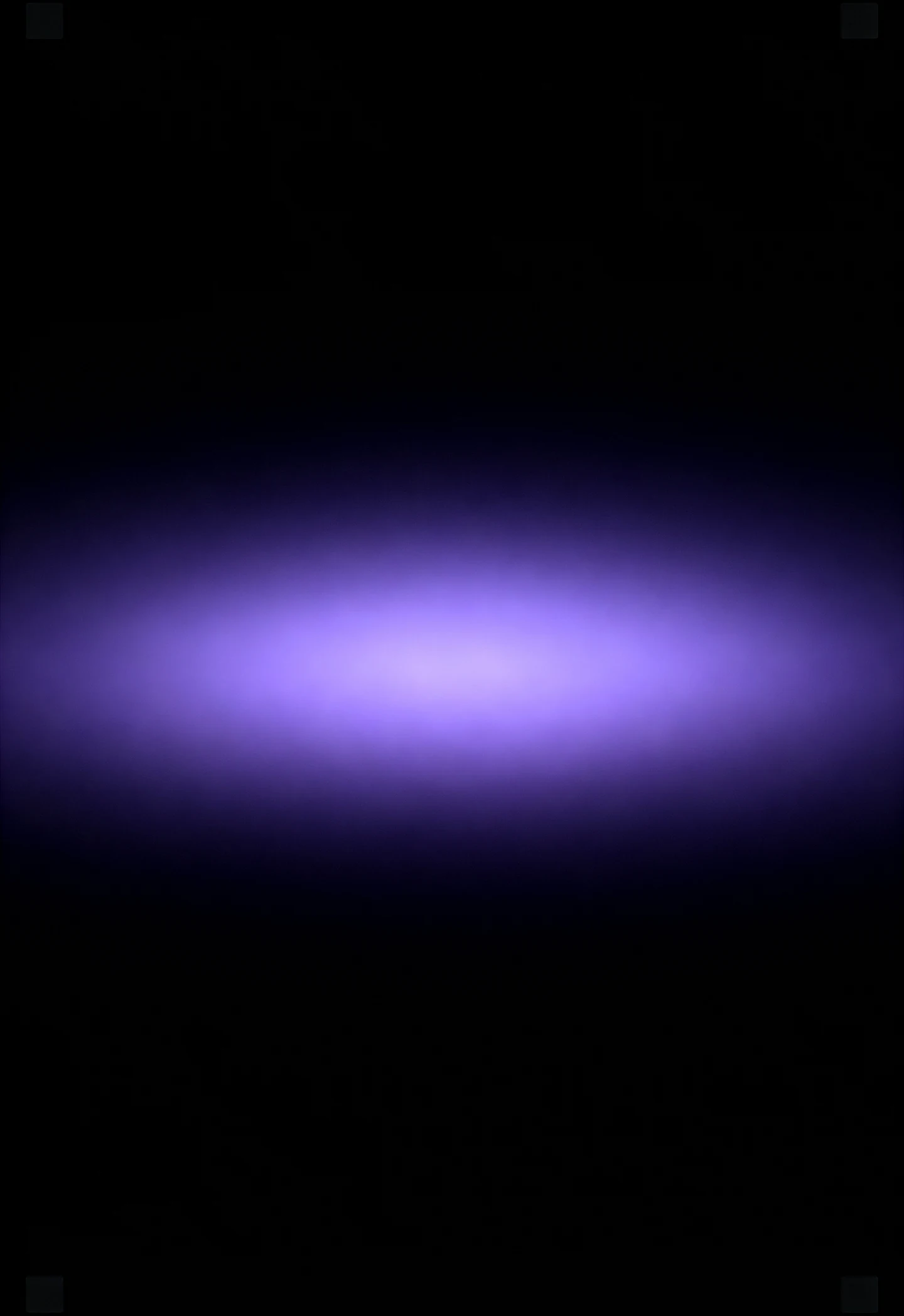 AMOLED & Dark wallpaper fitted to the iPhone Duo outer display — a wide soft violet haze glow centred in a field of black