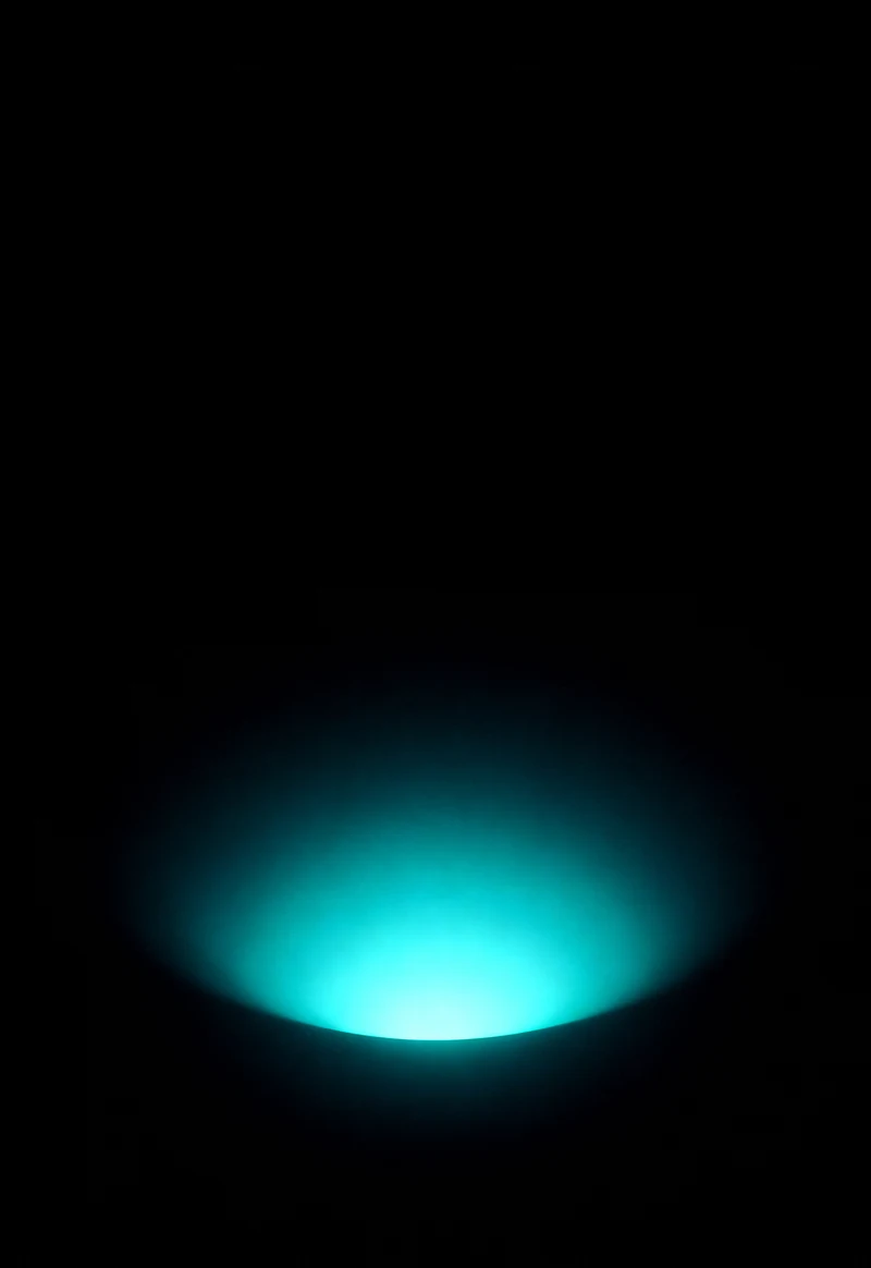 AMOLED & Dark wallpaper fitted to the iPhone Duo outer display — a soft deep-teal glow rising from the lower edge and fading up into pure black