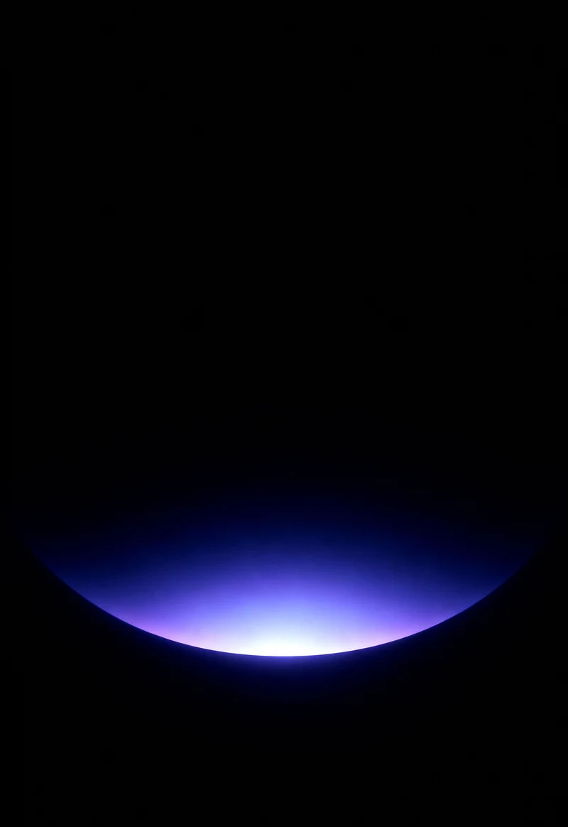 AMOLED & Dark wallpaper fitted to the iPhone Duo outer display — a soft indigo veil of light drifting over deep black, well clear of every edge