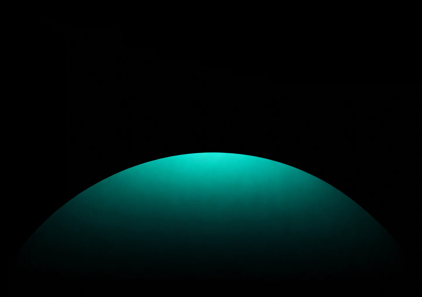 AMOLED & Dark wallpaper fitted to the iPhone Duo inner display — a single soft jade-green dome rising low, crest near the middle