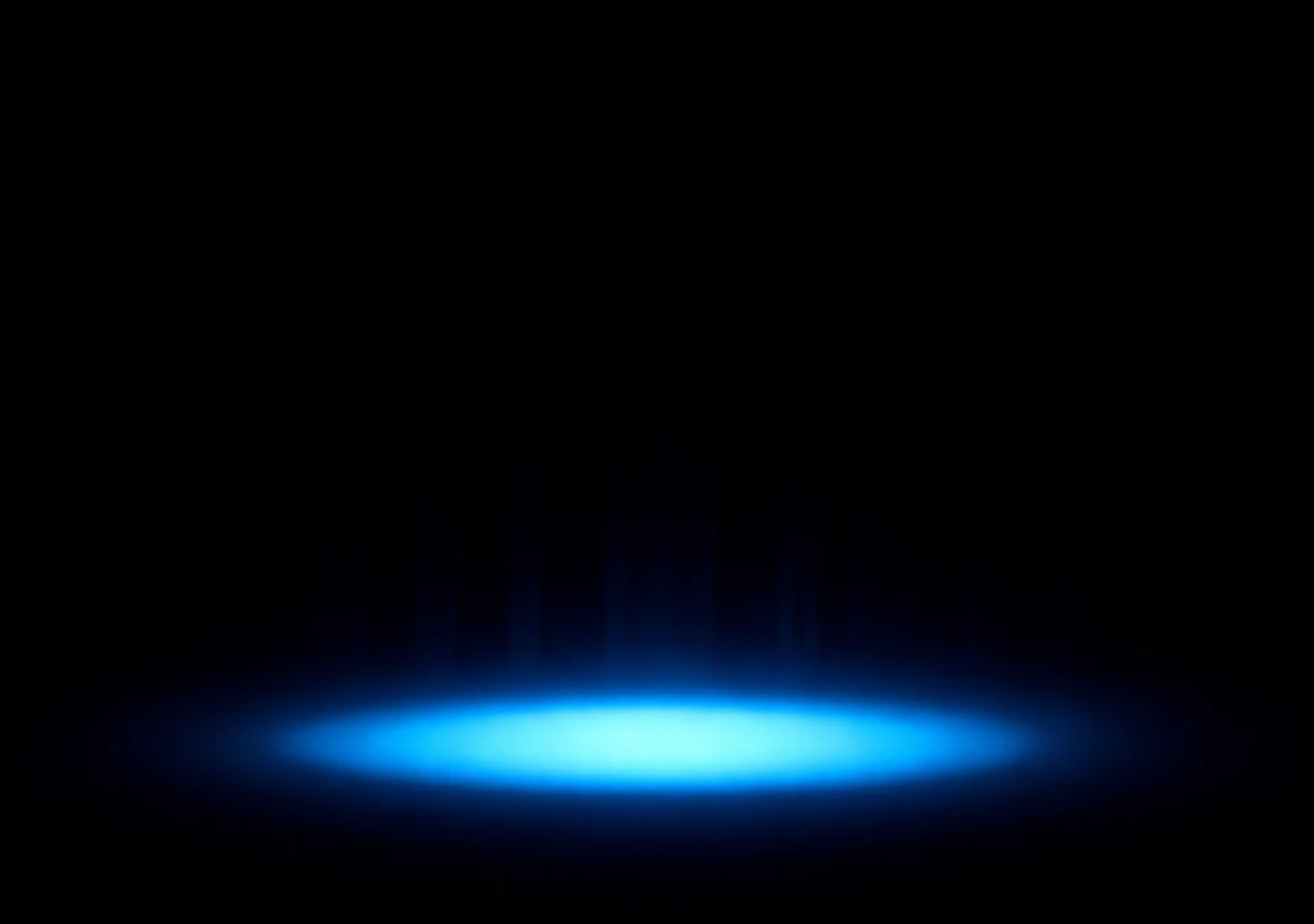 AMOLED & Dark wallpaper fitted to the iPhone Duo inner display — a soft cobalt-blue elliptical halo centred low on pure black