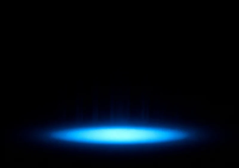 AMOLED & Dark wallpaper fitted to the iPhone Duo inner display — a soft cobalt-blue elliptical halo centred low on pure black