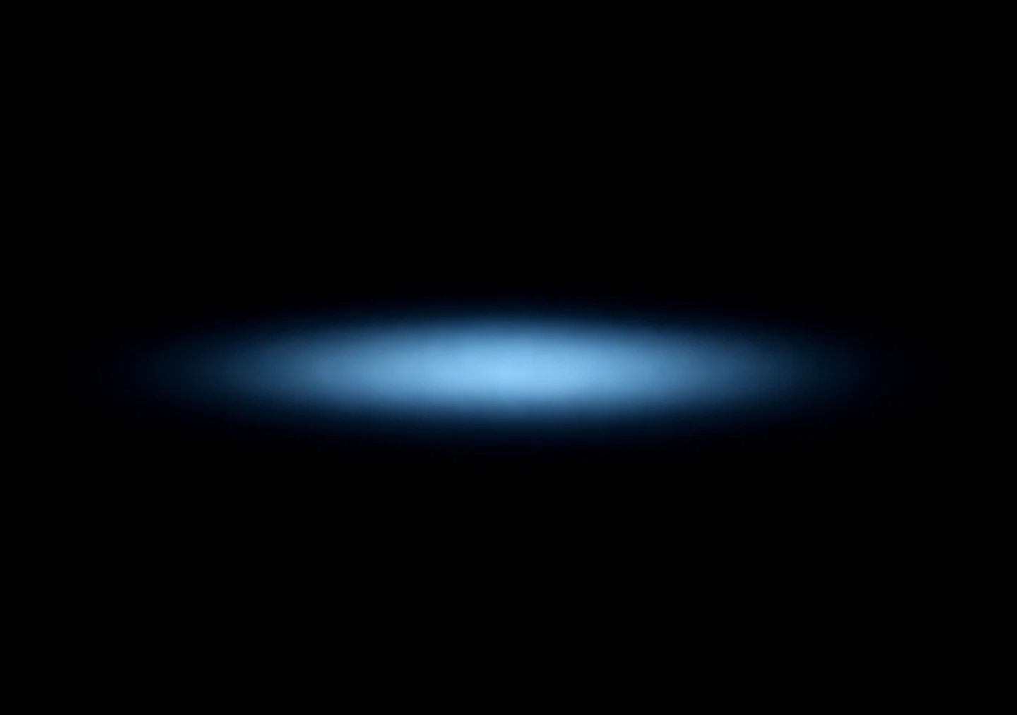 AMOLED & Dark wallpaper fitted to the iPhone Duo inner display — a quiet steel-blue bloom of light low on pure black, sinking softly into black around it