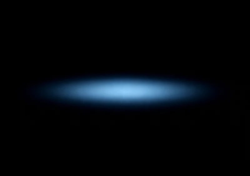 AMOLED & Dark wallpaper fitted to the iPhone Duo inner display — a quiet steel-blue bloom of light low on pure black, sinking softly into black around it